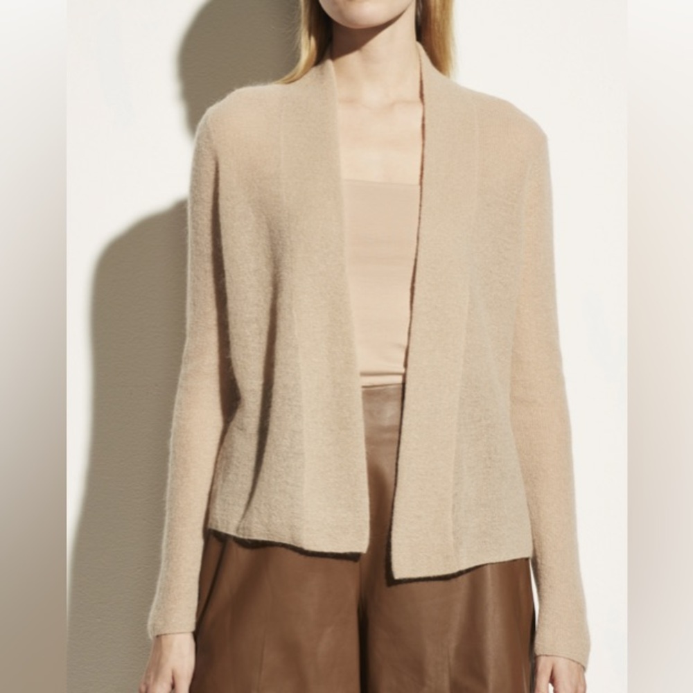 VINCE RIBBED SWEATER CONVERTIBLE WRAP CARDIGAN SWEATER‎ M HEATHER CLAY Sz XXS